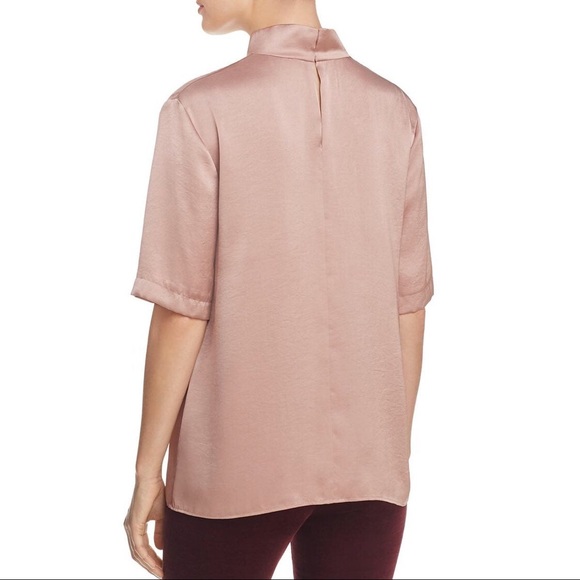 pink satin choker blouse size medium - Picture 2 of 6